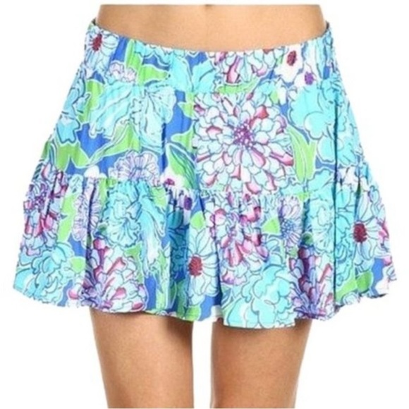 Lilly Pulitzer Merrick Skirt Worth Blue May Flowers - Picture 1 of 6